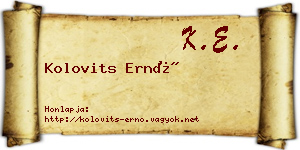 Kolovits Ernő névjegykártya