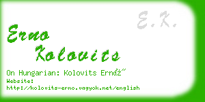 erno kolovits business card